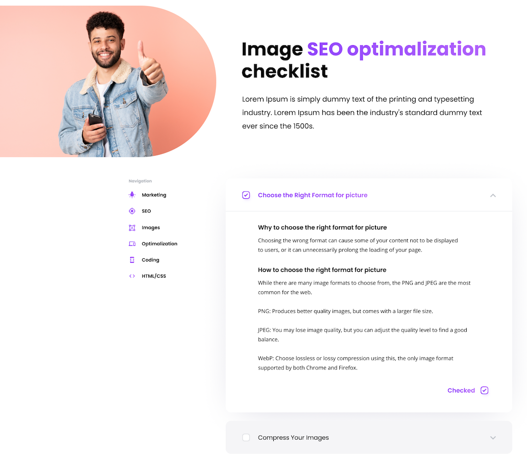 WordPress kontrolsaraksta piemērs