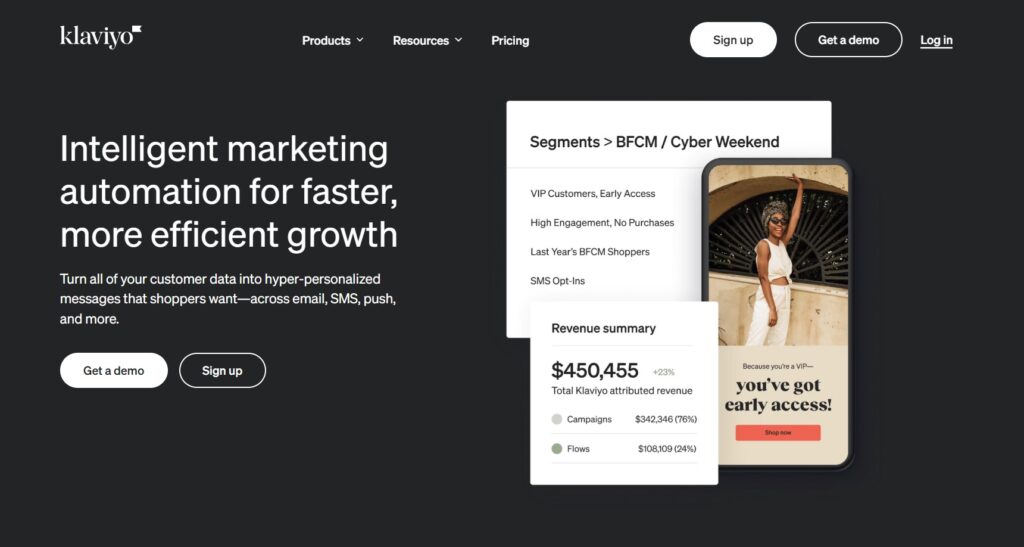 Klaviyo sākumlapa, inteliģents mārketinga risinājums