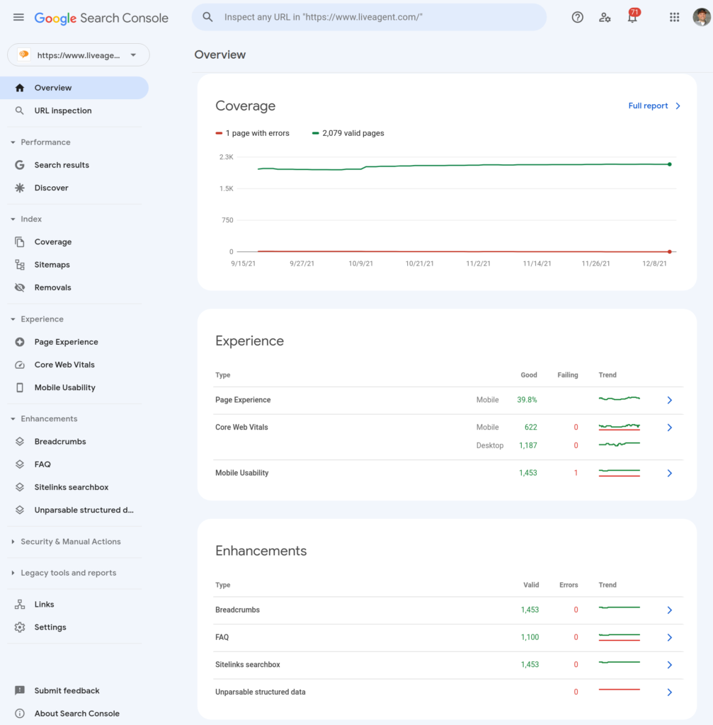 Google Search Console - Pārklājums, Pieredze, Kļūdas, Uzlabojumi