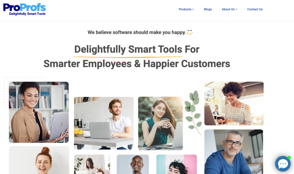 ProProfs zināšanu bāzes programmatūras sākumlapa