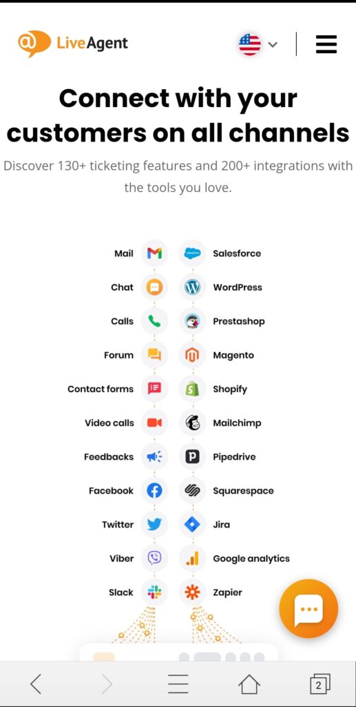 LiveAgent mājaslapa mobilajām ierīcēm
