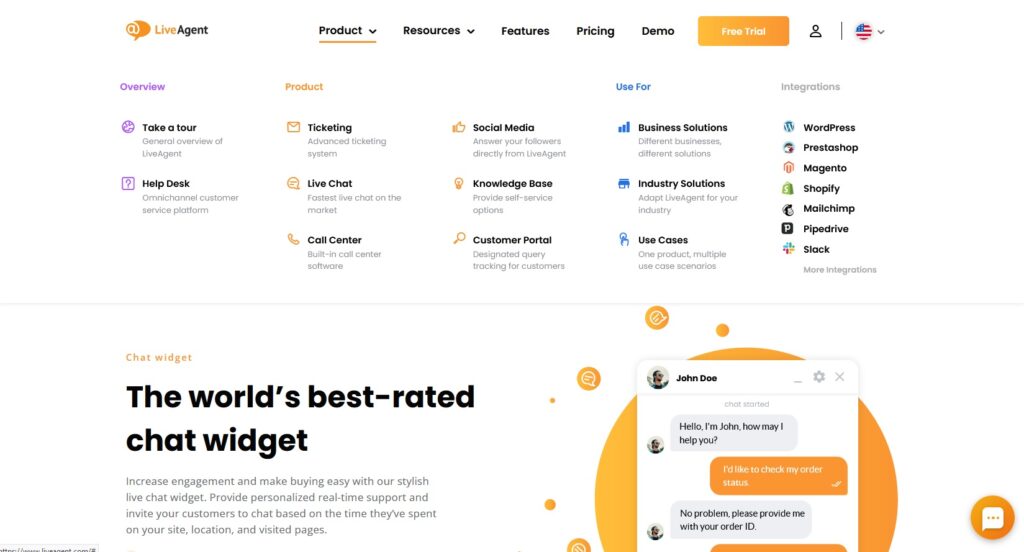 LiveAgent produktu cilne