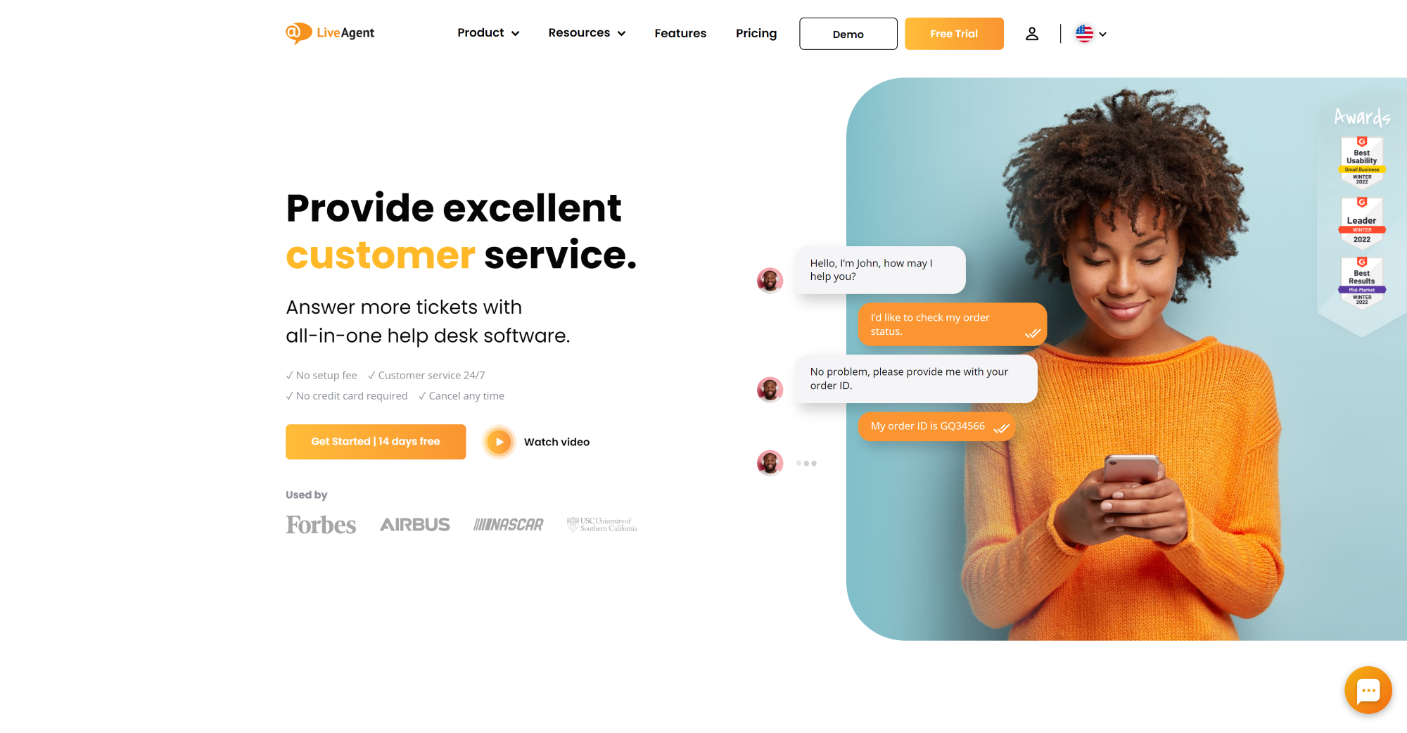 LiveAgent Tiešsaistes Čata programmatūras mājaslapa