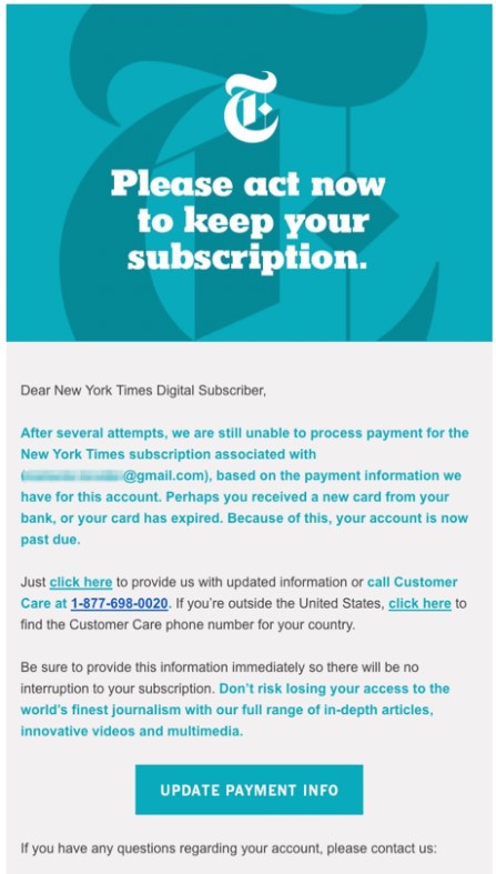 nyt atgādinājuma e-pasta piemērs