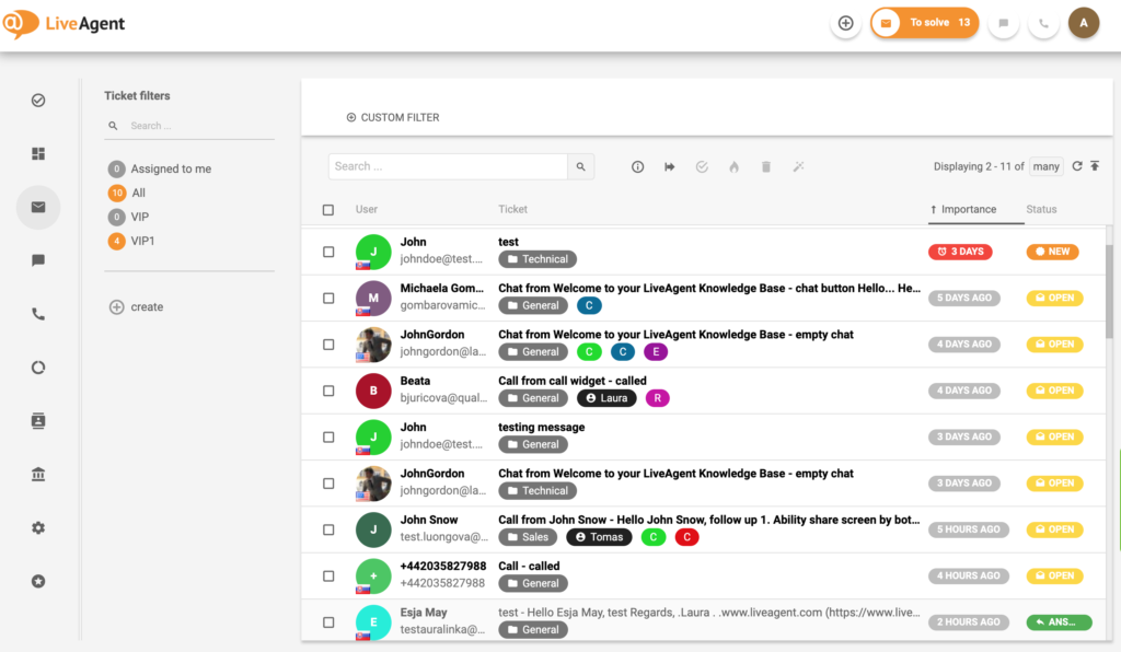 Ticket status in LiveAgent