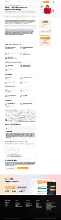 Kā sazināties ar Zapier klientu apkalpošanas dienestu, izmantojot e-pastu, tiešsaistes čatu, tālruni, sociālo mediju starpniecību un pašapkalpošanās atbalstu.