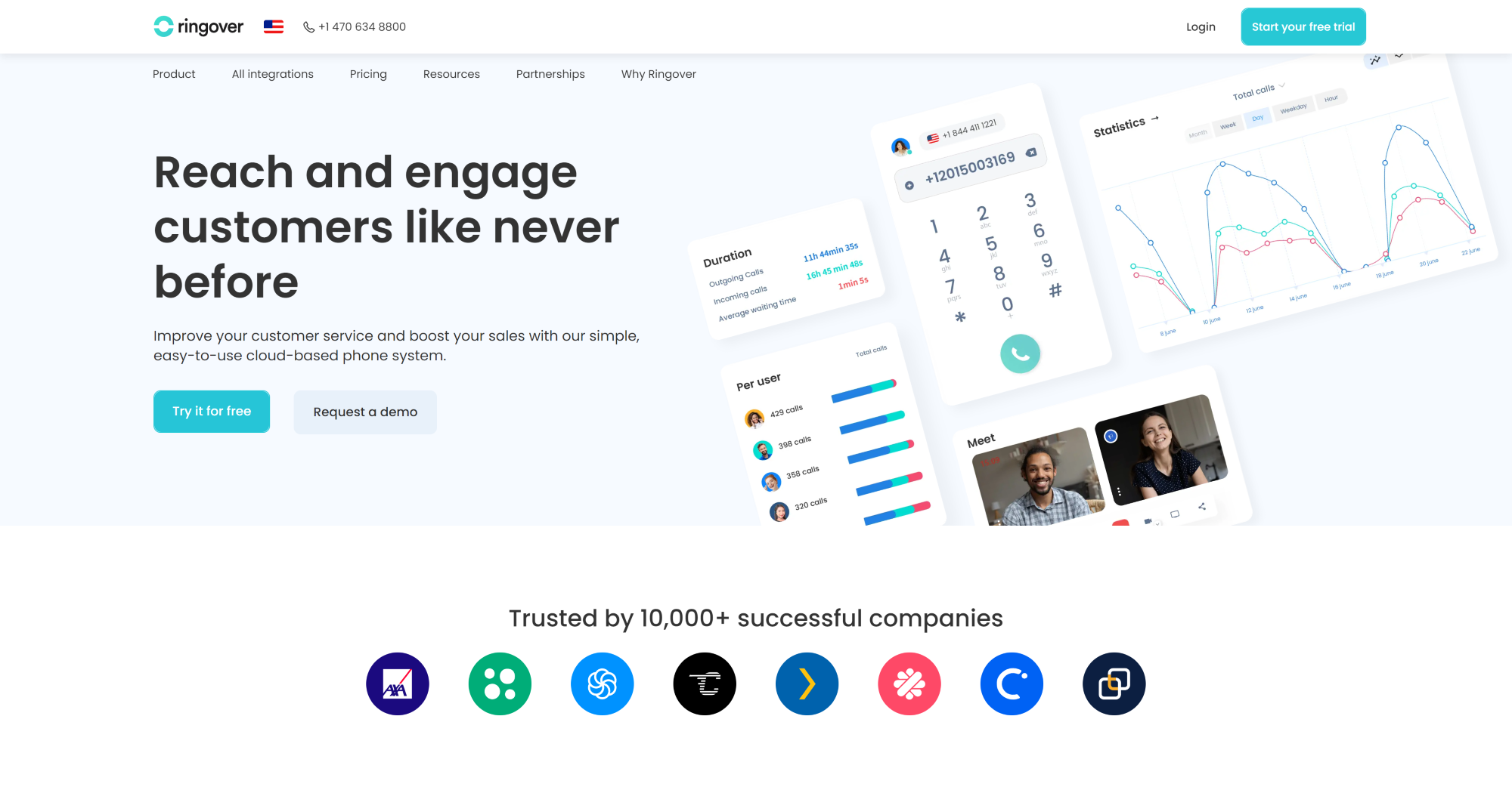 Ringover Zvanu Centra programmatūras mājaslapa