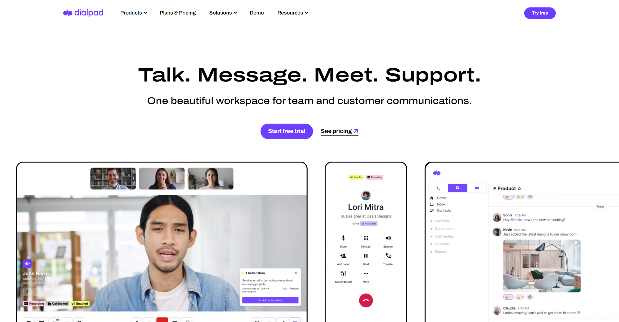 Dialpad AI Zvanu Centra programmatūras mājaslapa