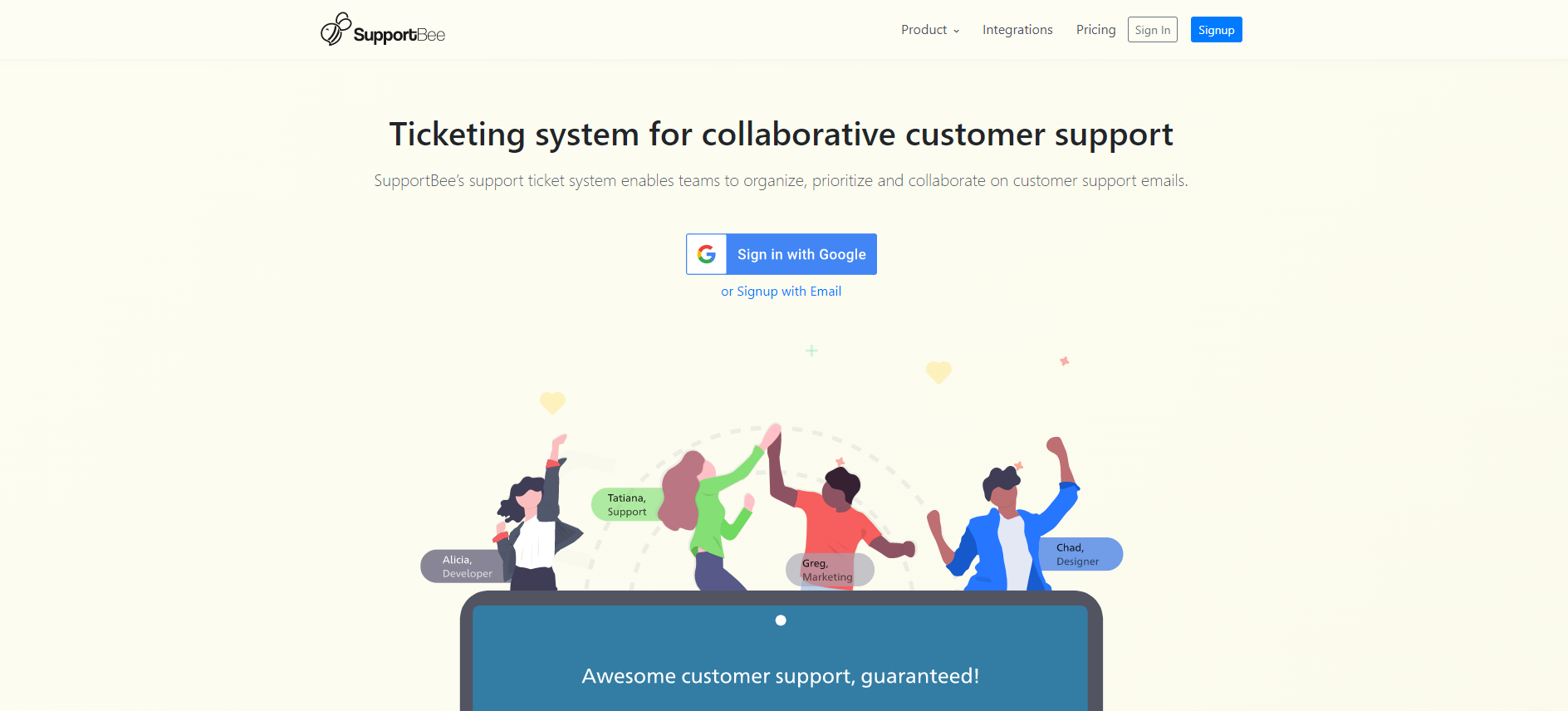 Supportbee IT pieteikumu apstrādes sistēmas sākumlapa