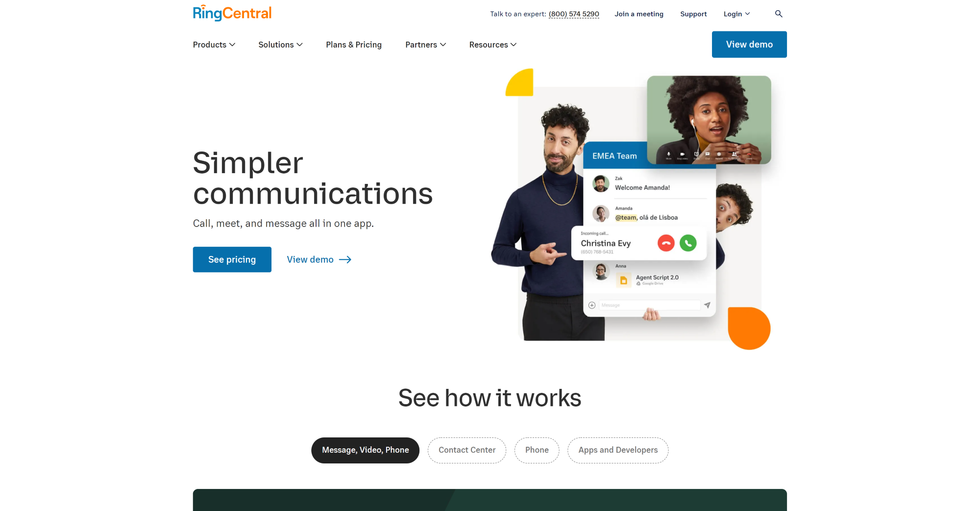 Ringcentral Zvanu Centra programmatūras mājaslapa
