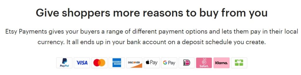 Etsy maksāšanas metodes