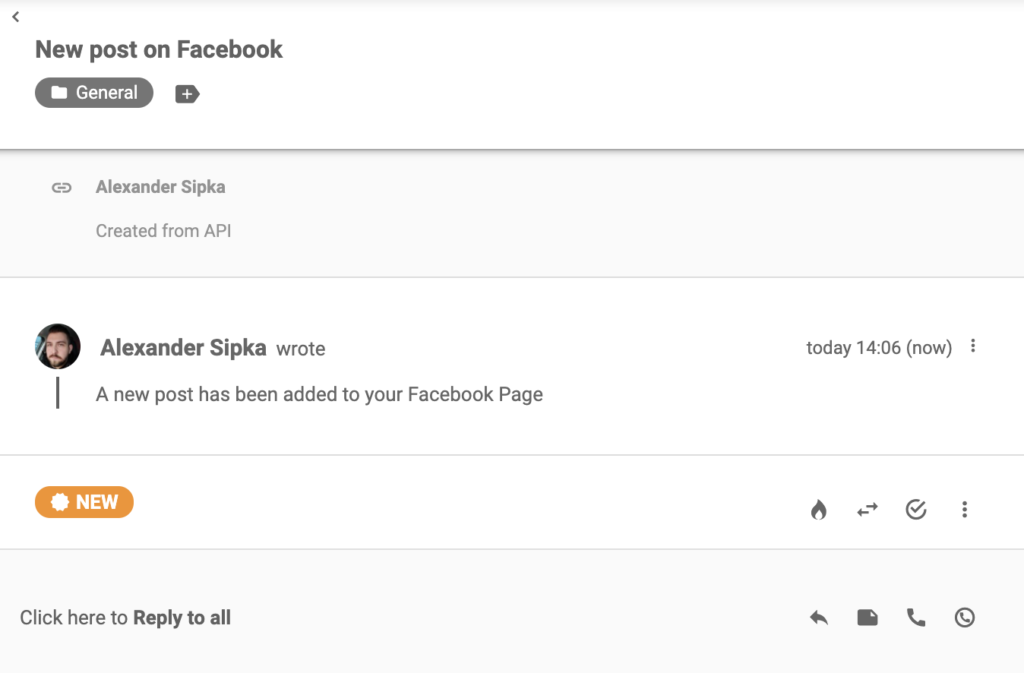 Facebook paziņojums, kas ieradās vietnē LiveAgent