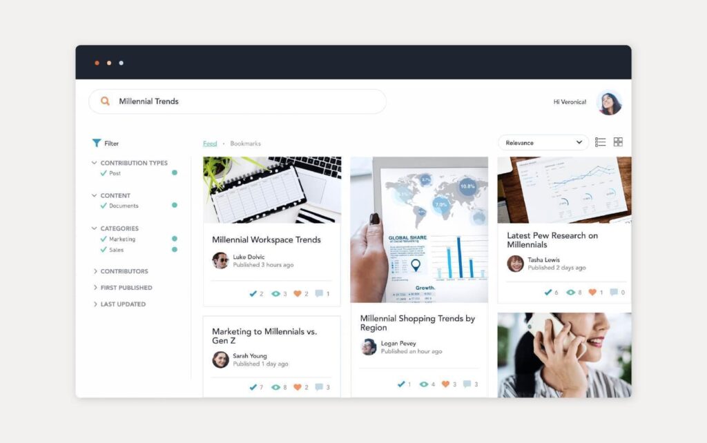 Bloomfire piedāvātā zināšanu bāzes risinājuma piemērs