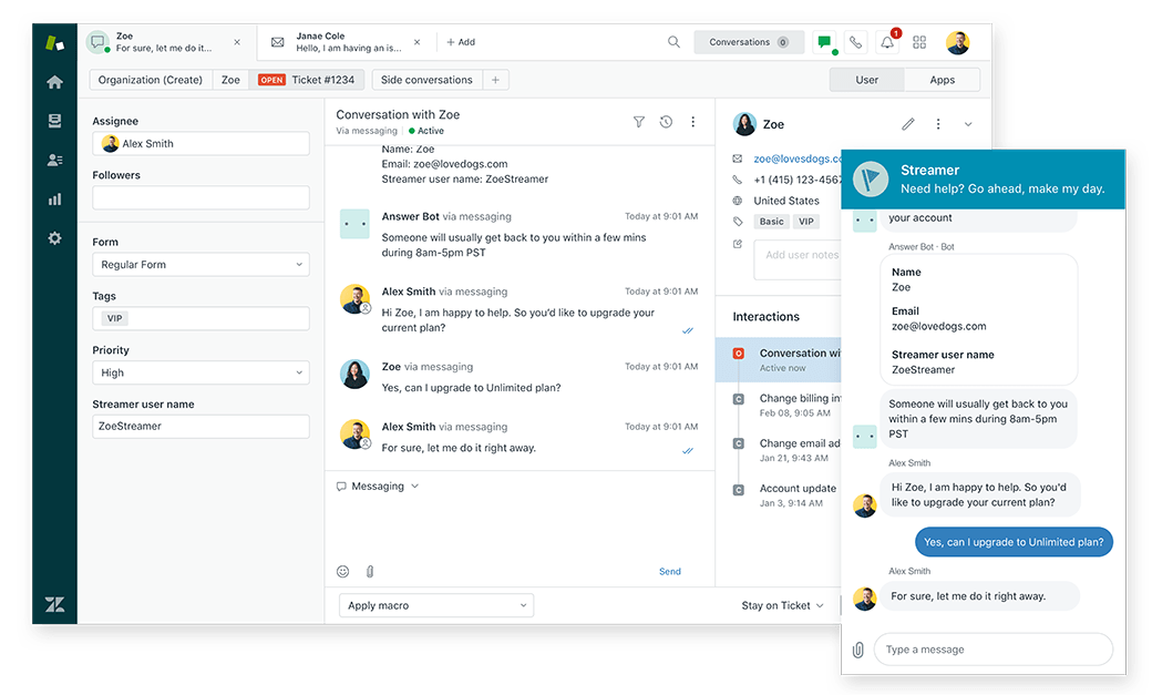 Zendesk klientu atbalsts un sarunas