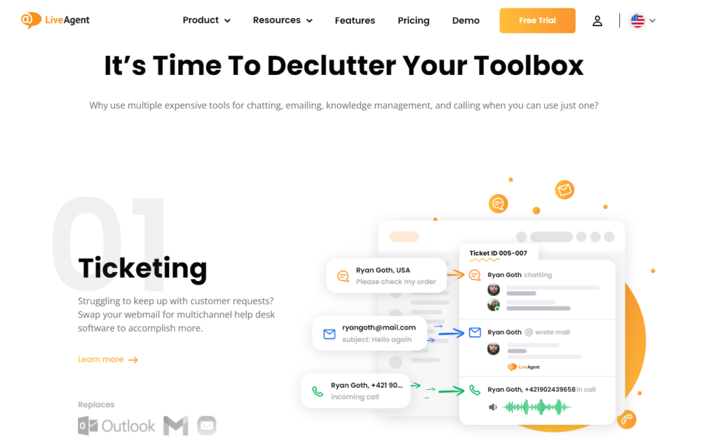 LiveAgent apskata lapa - pieteikumu apstrāde