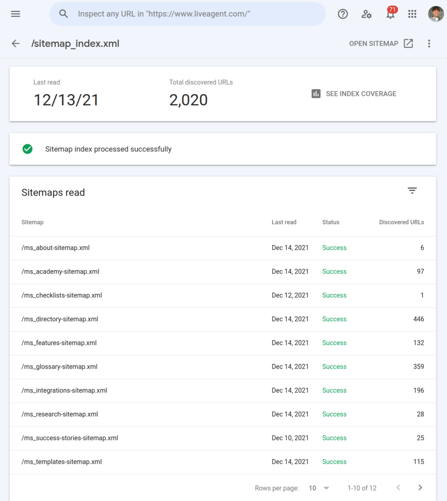 Google Search Console - Vietnes kartes piemērs