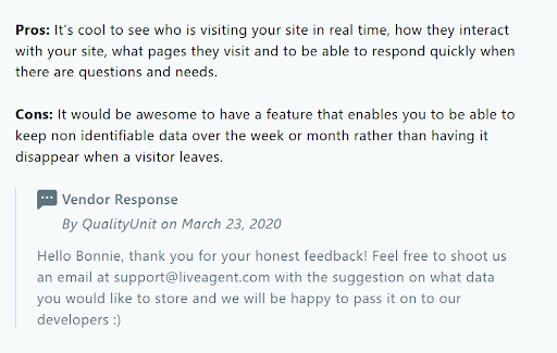 Piegādātāja atbilde atsaukmei atsauksmju portālā