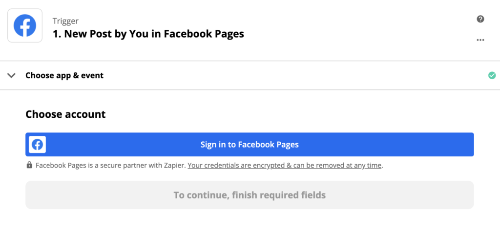 Facebook aktivizēšanas konfigurācijas piemērs