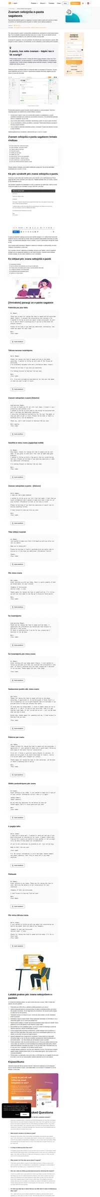 Katram tirdzniecības pārstāvim jāzina, kā pēc zvana izmantot sekošanas e-pasta sagataves. Esiet gatavs pamēģināt?