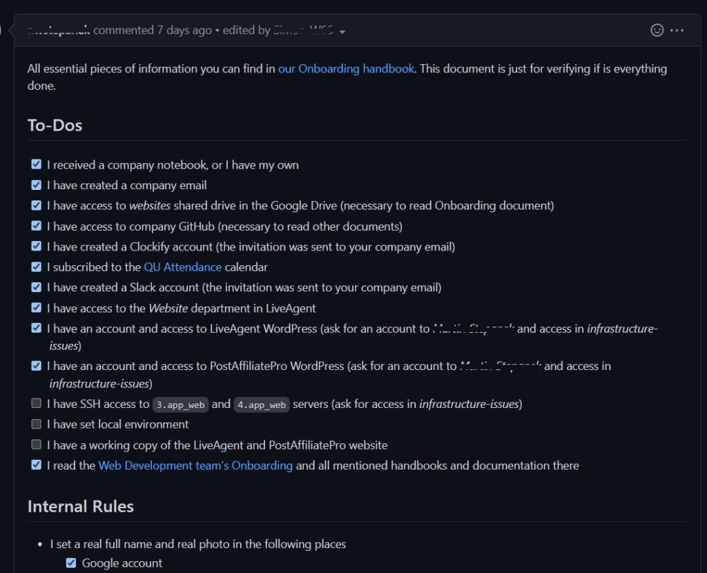 Quality Unit pieņemšanas process GitHub