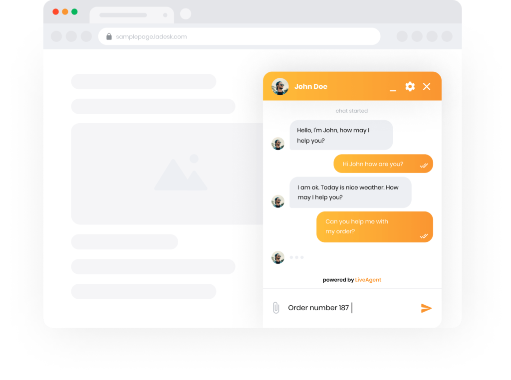 LiveAgent tiešsaistes čata skats