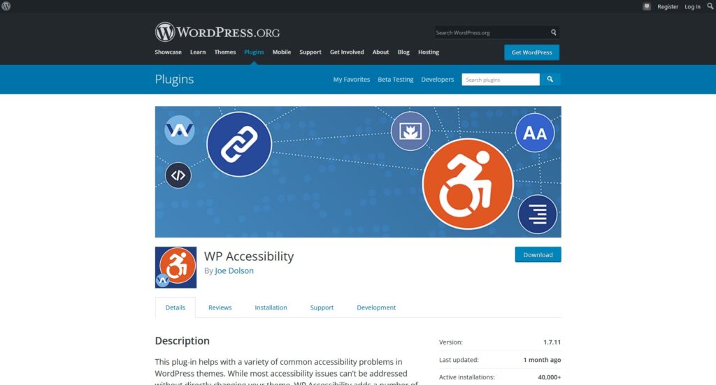 Wordpress pieejamības spraudnis