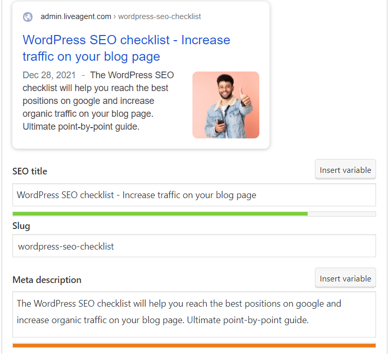 Aizpildīta SEO nosaukuma un metaapraksta piemērs