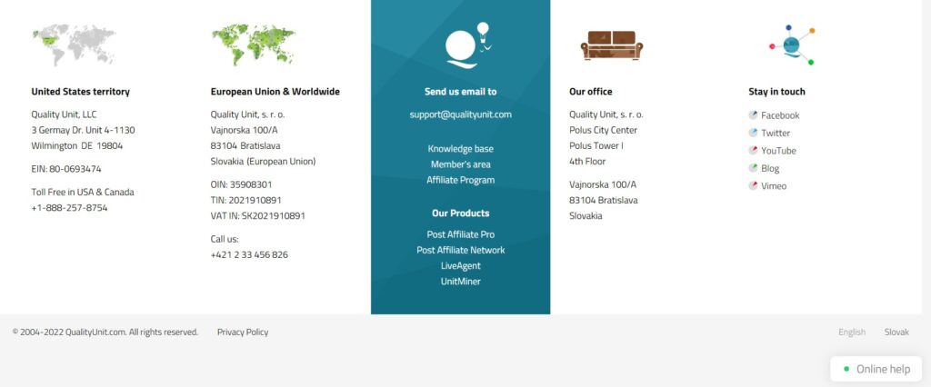 Quality Unit lapa 'Sazināties ar mums'