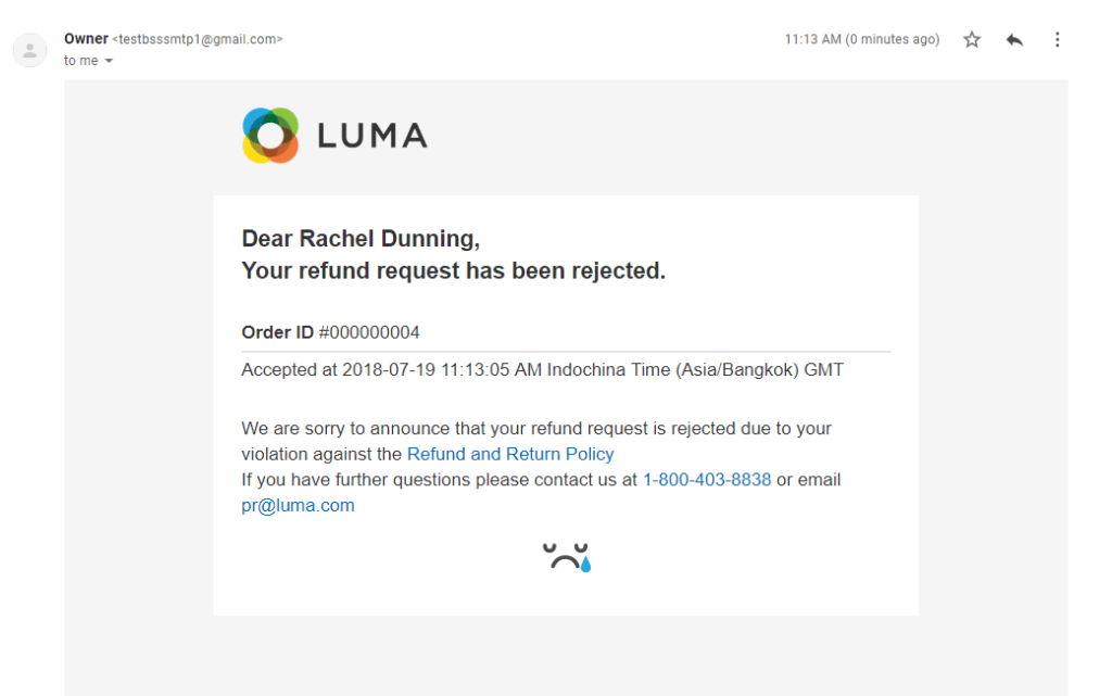 Naudas atgriešanas atteikums