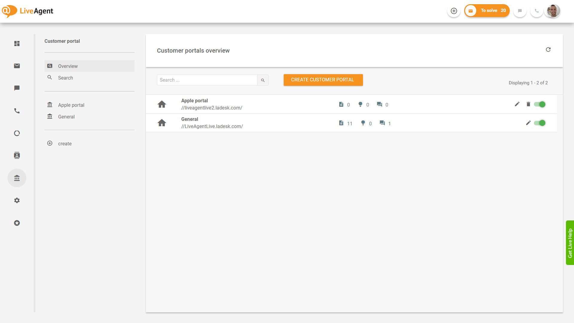 LiveAgent Pieteikumu Pārskats lietotnes iekšienē