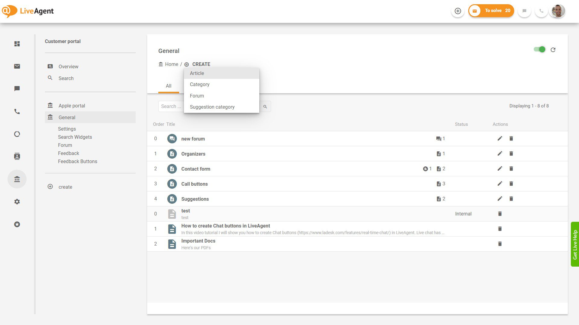 LiveAgent Pieteikumu Pārskats lietotnes iekšienē
