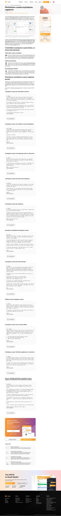 Izmantojiet mūsu pārdošanas turpinājuma e-pasta sagataves ikkatram gadījumam. Saglabājiet tos kā iepriekšsagatavotas ziņas vai automatizējiet ar LiveAgent!