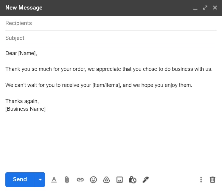 Pateicības par pasūtījumu sagatave