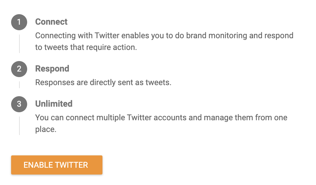 Twitter sadaļa ar pogu Iespējot Twitter