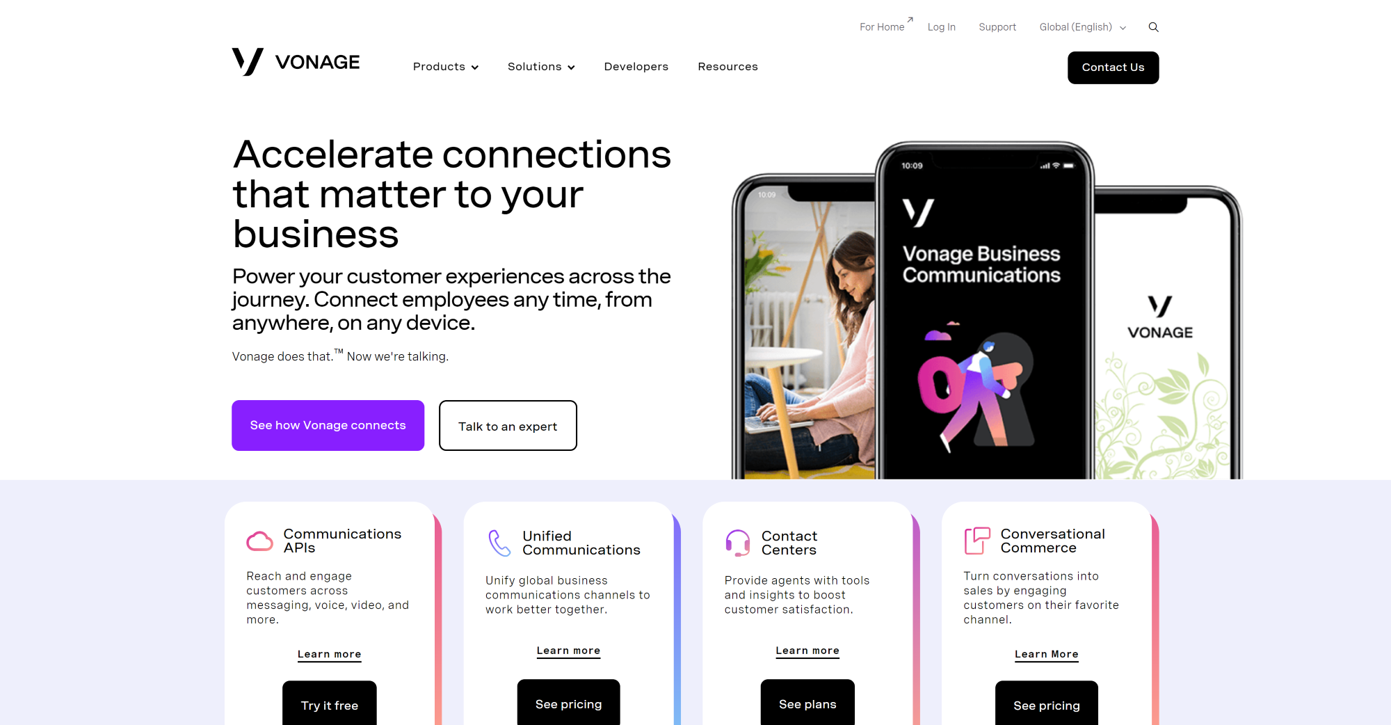 Vonage Zvanu Centra programmatūras mājaslapa