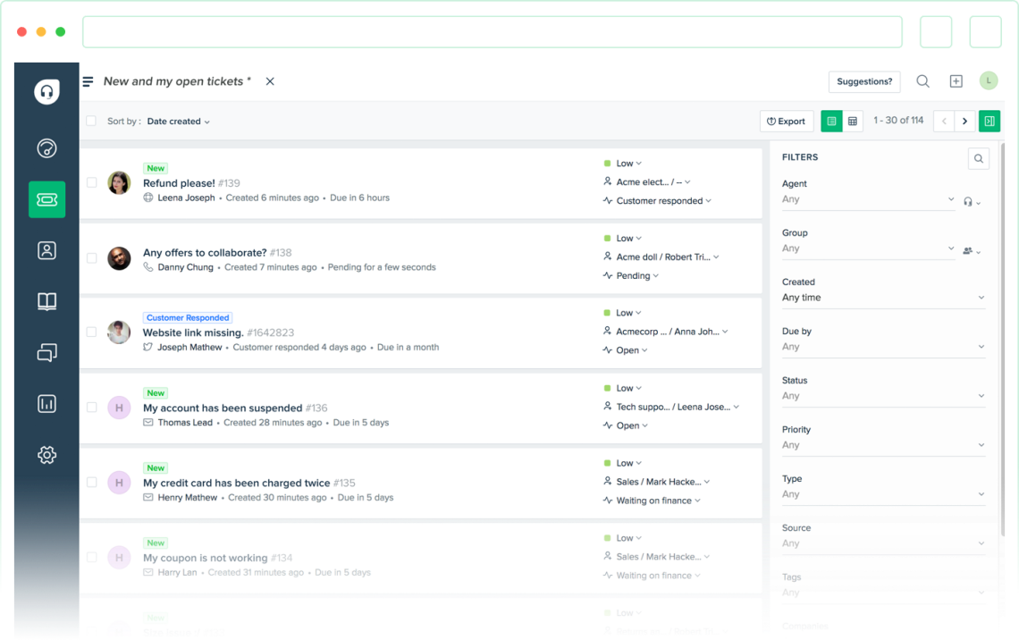 FreshDesk atvērtie pieteikumi