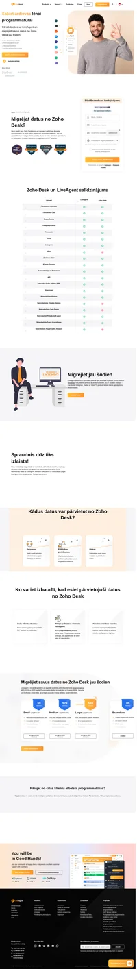 LiveAgent piedāvā bezmaksas Zoho Desk migrāciju, ko pilnībā izpilda mūsu tehniskā atbalsta darbinieki. Datu pārsūtīšana no Zoho Desk uz LiveAgent ir ātra, droša un bez maksas.