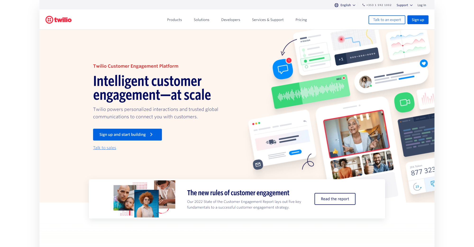 Twilio Zvanu Centra programmatūras mājaslapa