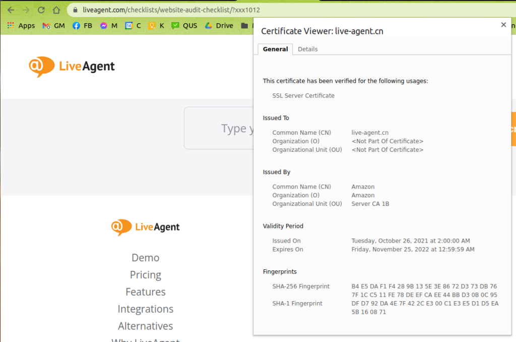 SSL sertifikāta piemērs