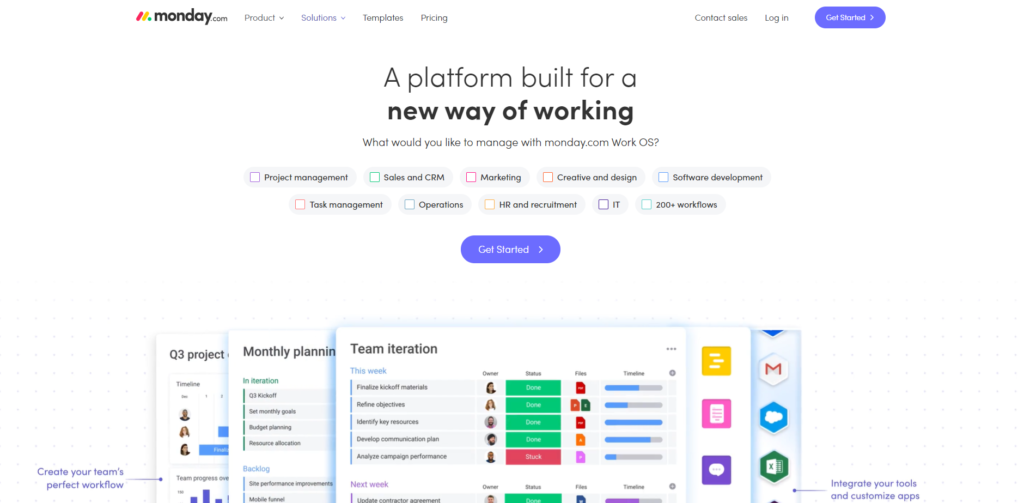 Monday.com Mājaslapa
